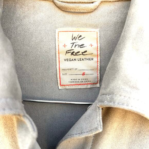 Free People Fringe Out Vegan Suede Faux Leather Gray Grey Jacket Western Small - Picture 4 of 11